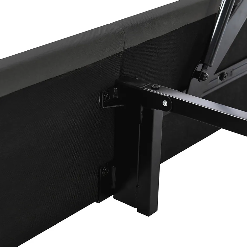 Generique Lit Coffre 160x200 cm - Lit Double Rembourré - Tête de Lit avec Rangement - Lin - Sans Matelas - Gris