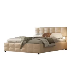 Okwish Lit Coffre 180x200 cm - Lit Hydraulique avec Rangement Sous Le Lit et Sommier À Lattes, Velours Beige, Sans Matelas Hot