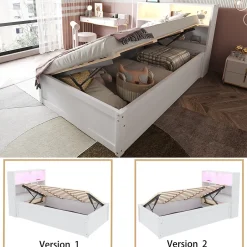 Okwish Lit Coffre 90x200 cm - Lit Simple avec Rangement, Tiroirs et Prises USB, Bois de Pin et MDF, Blanc - Sans Matelas