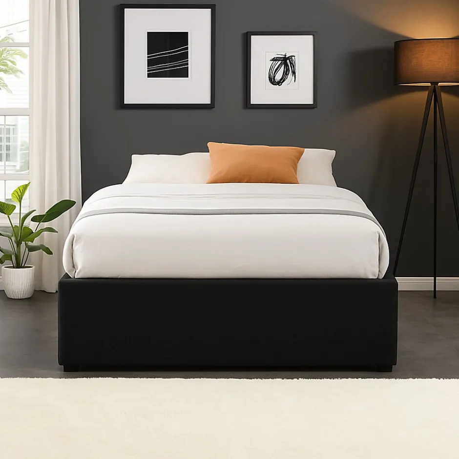 King Of Dreams Lit coffre 90x200 cm avec pieds et 12 lattes - montage rapide et facile - design contemporain - espace de rangement optimal -
