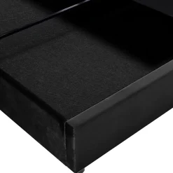 Okwish Lit Coffre 140x200 cm avec Rangement, Lit Double Adulte avec Tête Réglable et Sommier en Velours - Noir, Sans Matelas Online