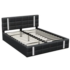Simple Life Lit Coffre 160x200 cm avec USB et Type-C,LED,Lit Capitonné avec Rangement,hydraulique lit, PU