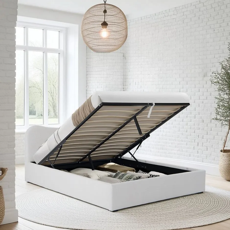 Weber Industries LIT COFFRE 140x190 CM COCOON+ SOMMIER / Tissu Bouclette Blanc