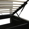 ProximaX Lit coffre 180x200 cm en simili cuir PU gris clair, LED, capitonné, relevable hydraulique avec sommier à lattes et tête de lit Hot