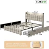 ProximaX Lit coffre 160x200 cm en tissu beige avec tête rembourrée, LED, ports USB, 4 tiroirs et sommier à lattes, sans matelas Online