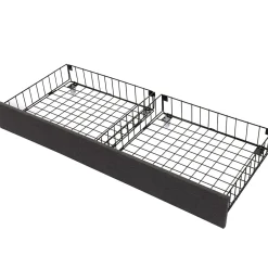 ProximaX Lit coffre 140x190 cm gris avec LED, rangement hydraulique, tiroirs et compartiments, tête rembourrée escamotable, cadre acier