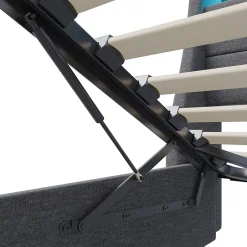 ProximaX Lit coffre 140x200 cm, Lit rembourré avec rangement hydraulique, LED multicolore, tête de lit avec USB, Gris Discount