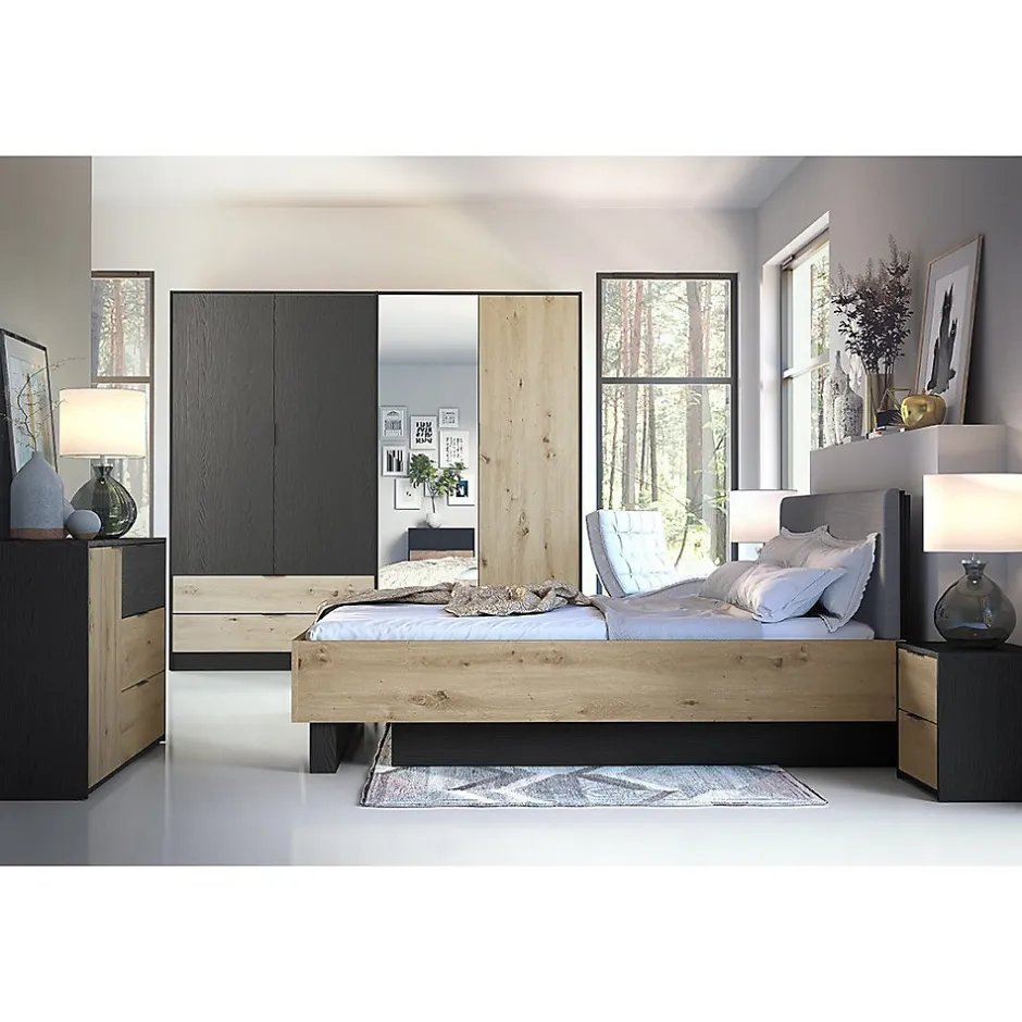 Meublorama Lit Coffre 160x200 MELODY - Design Moderne avec Tete de Lit Rembourrée