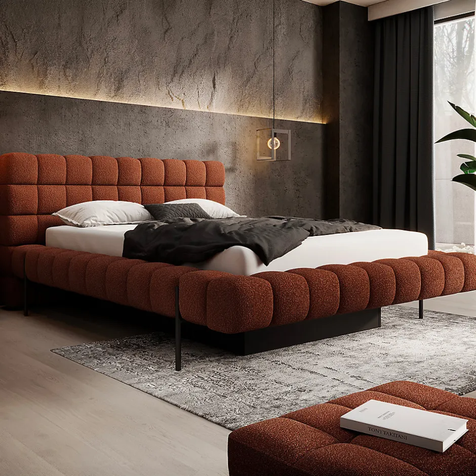 Petits-Meubles Lit coffre 180x200 sommier inclus Ezio Brique Online