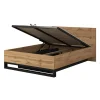 Meublorama Lit coffre 160x200 style industriel - Collection MILOS. Coloris chene brut et noir.
