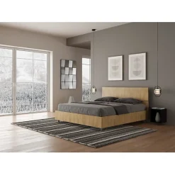 Ityhome Lit coffre 160x190 tête de lit droite Demas chêne Hot
