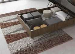 Ityhome Lit coffre 120x190 tête de lit droite à lattes en noyer Ankel