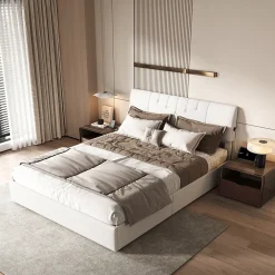 Fortuna lai Lit coffre 140x190cm avec compartiments de rangement et prise électrique ,tête de lit réglable