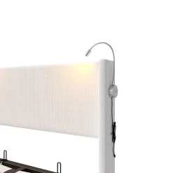 Fortuna lai Lit Coffre 140x200cm avec LED et USB, Cadre de lit capitonné en Velours côtelé, lit 2 Personnes avec sommier,scandinave Blanc Best