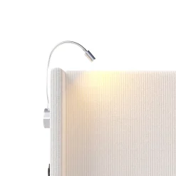 Fortuna lai Lit Coffre 140x200cm avec LED et USB, Cadre de lit capitonné en Velours côtelé, lit 2 Personnes avec sommier,scandinave Blanc Best