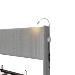 Fortuna lai Lit Coffre 140X200cm avec LED et USB, Cadre de lit capitonné en Velours cotelé,gris