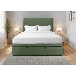 Sommeil De Plomb Lit coffre 140x200cm avec tête de lit tapissier Tissu Vert - Hauteur totale : 39cm Sale