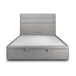 Sommeil De Plomb Lit coffre 160x200cm avec tête de lit lignes Bouclette Gris - Hauteur totale : 39cm