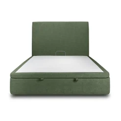 Sommeil De Plomb Lit coffre 160x200cm avec tête de lit tapissier Tissu Vert - Hauteur totale : 39cm