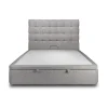 Sommeil De Plomb Lit coffre 200x200cm avec tête de lit capitonnée Bouclette Gris - Hauteur totale : 39cm