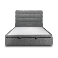 Sommeil De Plomb Lit coffre 200x200cm avec tête de lit capitonnée Tissu Gris anthracite - Hauteur totale : 39cm
