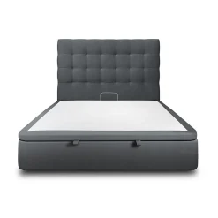 Sommeil De Plomb Lit coffre 140x200cm avec tête de lit capitonnée Velours Gris anthracite - Hauteur totale : 39cm