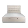 Sommeil De Plomb Lit coffre 200x200cm avec tête de lit capitonnée Bouclette Beige - Hauteur totale : 39cm