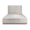 Sommeil De Plomb Lit coffre 200x200cm avec tête de lit lignes Bouclette Beige - Hauteur totale : 39cm