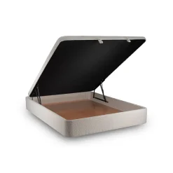 Sommeil De Plomb Lit coffre 200x200cm avec tête de lit lignes Bouclette Beige - Hauteur totale : 39cm