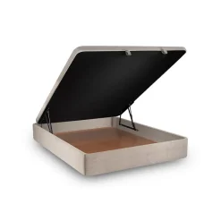 Sommeil De Plomb Lit coffre 180x200cm avec tête de lit tapissier Tissu Beige brun - Hauteur totale : 39cm