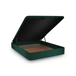Sommeil De Plomb Lit coffre 160x200cm avec tête de lit capitonnée Velours Vert - Hauteur totale : 39cm Hot