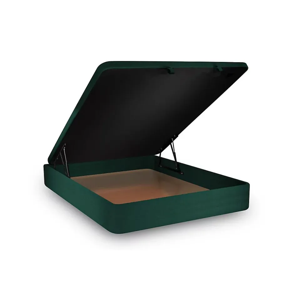 Sommeil De Plomb Lit coffre 160x200cm avec tête de lit capitonnée Velours Vert - Hauteur totale : 39cm Hot