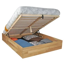 Weber Industries Lit coffre 140x200cm BEN + sommier/ Chêne massif huilé
