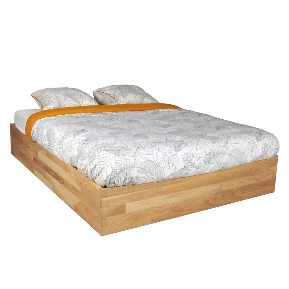 Weber Industries Lit coffre 140x200cm BEN + sommier/ Chêne massif huilé
