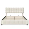 Fortuna lai Lit Coffre 160x200cm, Cadre De Lit Rembourré Avec Éclairage LED Et Sommier à Lattes, Velours Beige