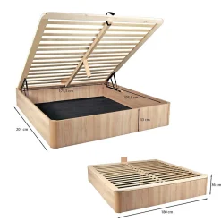 Weber Industries Lit coffre 180x200cm VERSO + 1 sommier / Décor Chêne Blanchi New