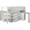 Vente-unique Lit combiné 90 x 200 cm - Avec bureau et rangements - Blanc et naturel - LOUKALA Best