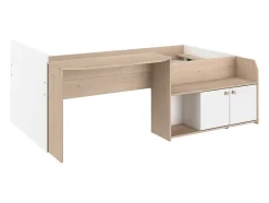 Enfant Vente-unique Lit combiné 90 x 190/200 cm - Coloris : Naturel et blanc + Sommier - MIVONA