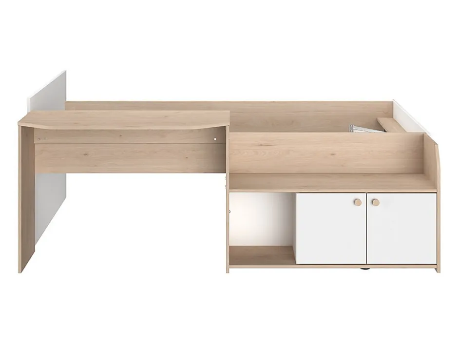Enfant Vente-unique Lit combiné 90 x 190/200 cm - Coloris : Naturel et blanc + Sommier - MIVONA
