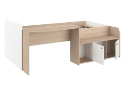 Enfant Vente-unique Lit combiné 90 x 190/200 cm - Coloris : Naturel et blanc + Sommier - MIVONA
