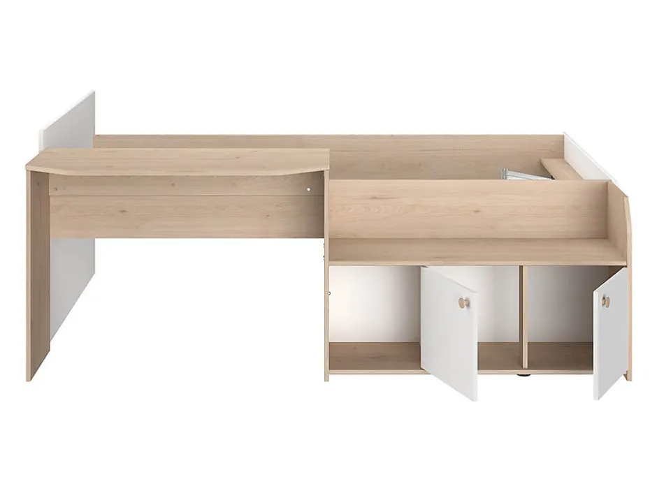 Enfant Vente-unique Lit combiné 90 x 190/200 cm - Coloris : Naturel et blanc + Sommier - MIVONA