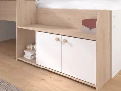 Enfant Vente-unique Lit combiné 90 x 190/200 cm - Coloris : Naturel et blanc + Sommier - MIVONA