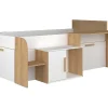 Enfant Vente-unique Lit combiné 90 x 200 cm avec bureau et rangements - Coloris : Blanc et naturel - PEDRO