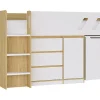 Enfant Vente-unique Lit combiné 90 x 190 cm avec bureau et rangements - Coloris : Naturel et blanc - SAGITI