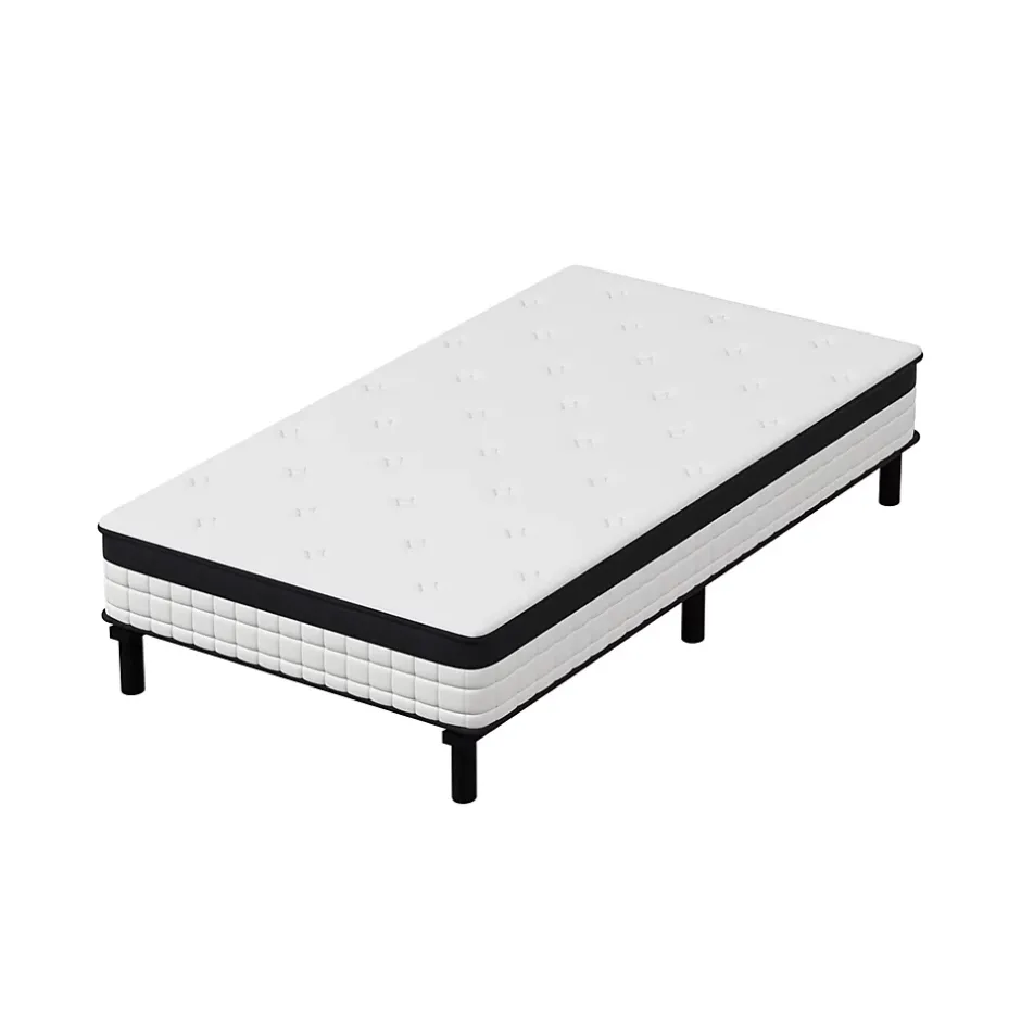 Teeno Lit combiné avec matelas à ressorts et cadre de lit en fer, 18 cm d'épaisseur, 90 x 190 cm, 6 pieds.