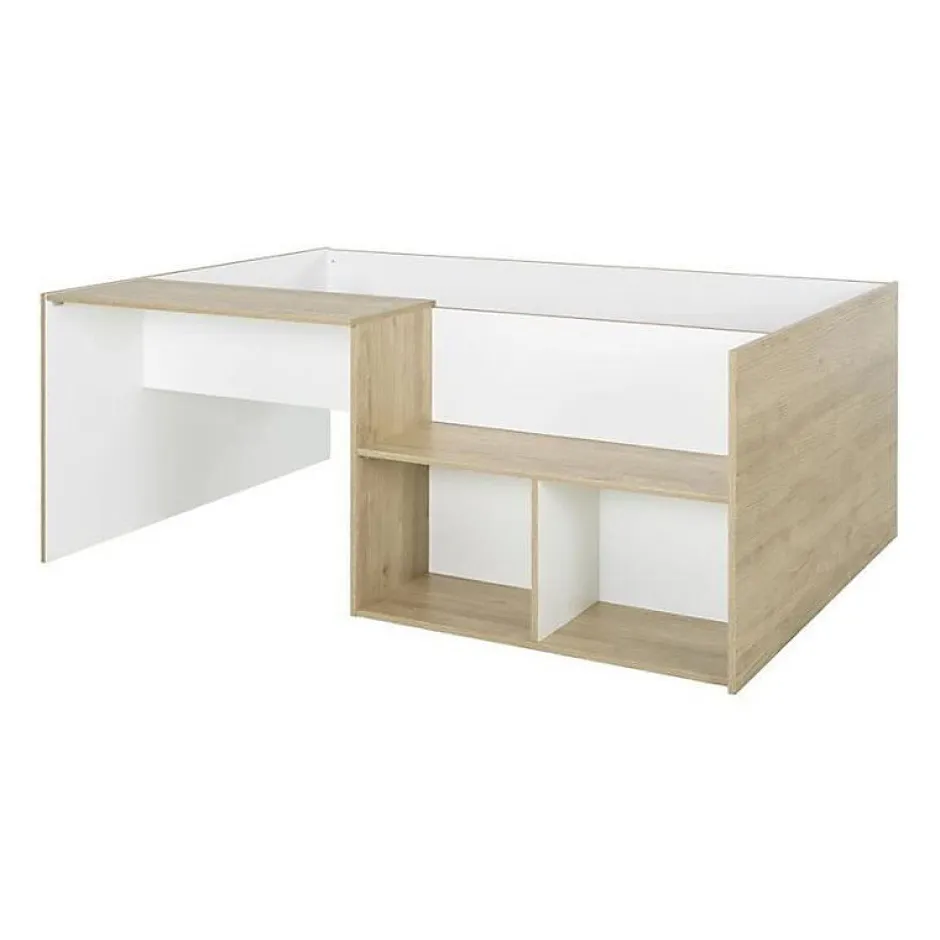 Diagone Lit combiné enfant OSCAR - 90 x 190 cm - Chene clair / Blanc - Sale