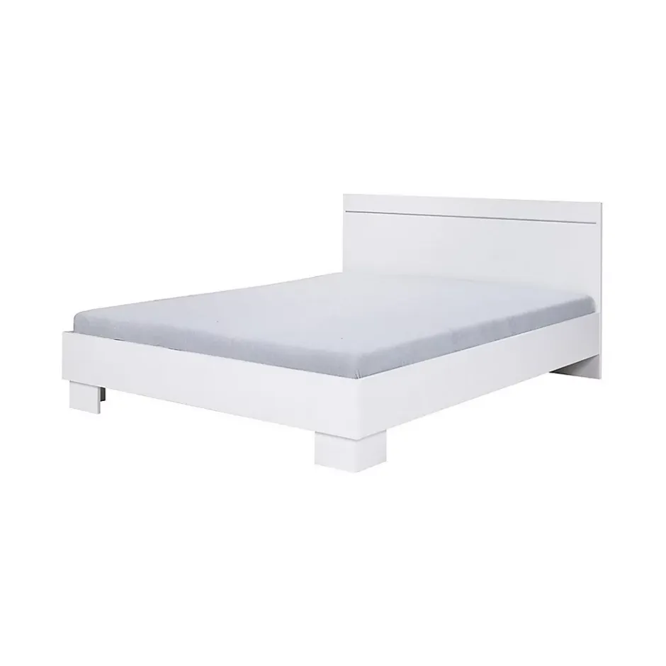 Meublorama Lit COMO 2 places 160x200 cm avec sommier Coloris blanc Sale