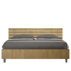 Ityhome Lit conteneur Ankel 160x200 avec tête de lit droite et lattes en chêne