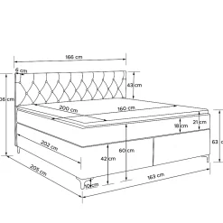 Konsimo Lit continental ARDEA 160x200 cm, tête de lit matelassée en velours, anthracite Best