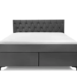 Konsimo Lit continental ARDEA 160x200 cm, tête de lit matelassée en velours, anthracite Best